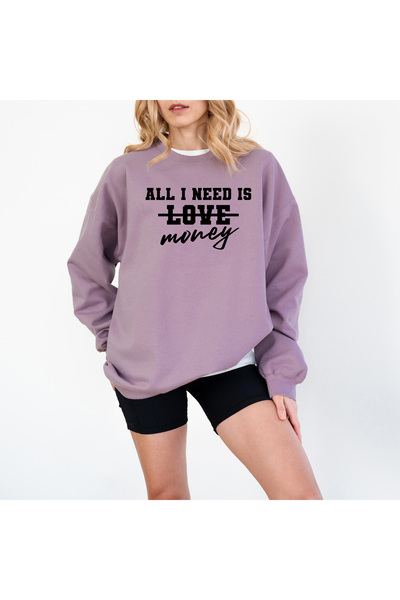 DD Secret Hanorac oversize pentru femei, cu imprimeu I NEED MONEY