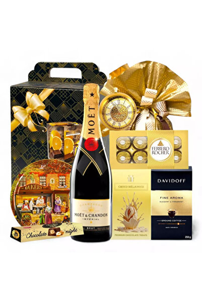 CADOURI RAFINATE Cutie cadou de lux cu șampanie Moët și dulciuri fine