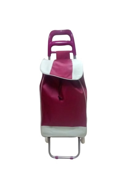 Generic Two-wheel grocery shopping cart, portable folding shopping trolley, 20 inches, burgundy