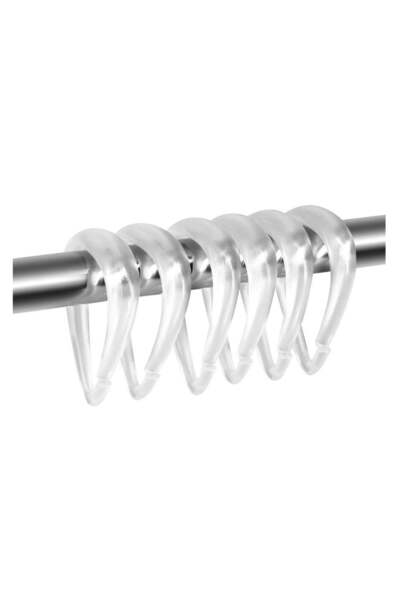 Generic 12 Pcs Clear Drop Shaped Plastic Shower Curtain Rings, Durable Hooks for Easy Bathroom Shower Rod I