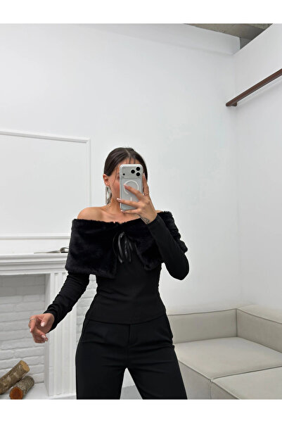 Zoom Butik Madonna Yaka Kürklü Bluz