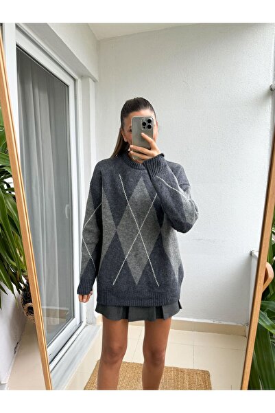 Rouge basıc Baklava Patterned Zero-Necklace Sweater