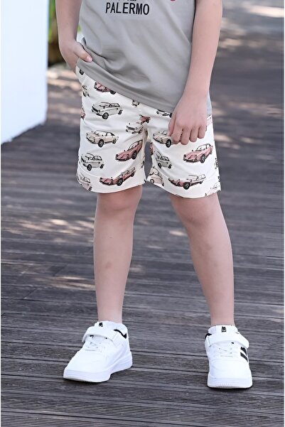 Alesaei-mondo tondo Boys' shorts with car images 4134