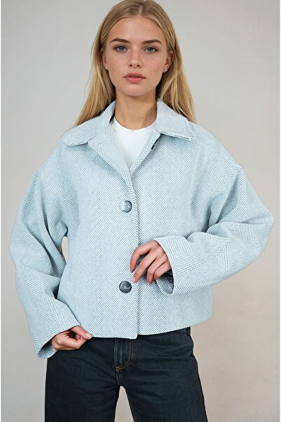 OHEPMODA Oversized Patterned Women's Short Cashmere Coat