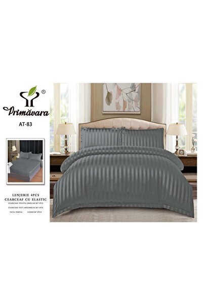 damasc Spring Double Bed Linen, 4 Pieces, Premium, with Fitted Sheet, 2 Persons, Plain