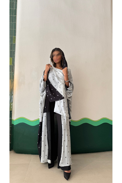 AYA MWT450 - Black and white polka dot abaya