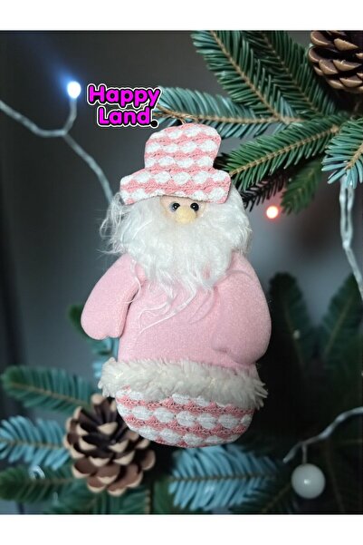 Happyland Christmas Pine Tree Ornament 18 cm Santa Claus Plush Pink Christmas Decor Hpy26044