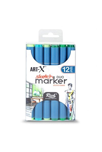 Art & Art Rich Art-X Sketch Marker Duo Double-Ended Marker Pen Set 12 Colors Forest Series