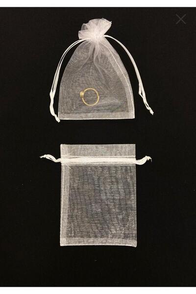 SEZAİDOGALTAS Beyaz Organze Şeffaf Tül Kese, 10Adet Ölçü 9x12cm, Kına Çerez K...