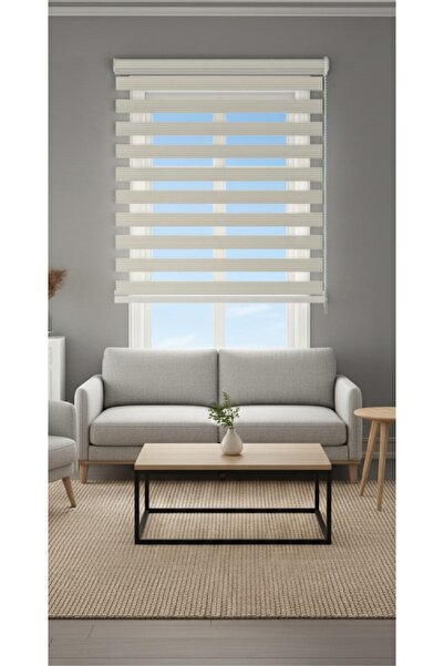 Bonperla Dar Pliseli Zebra Perde Güneşlik Stor Perde 21002 Krem