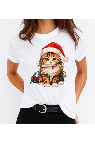 OEM Tricou 100% bumbac cu pisică de Crăciun