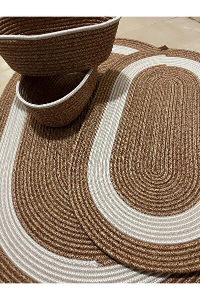 Öz-Tex Home Hasır jüt Hasır Büyük Boy 4'lü Banyo Takımı ,Banyo paspas takımı,...