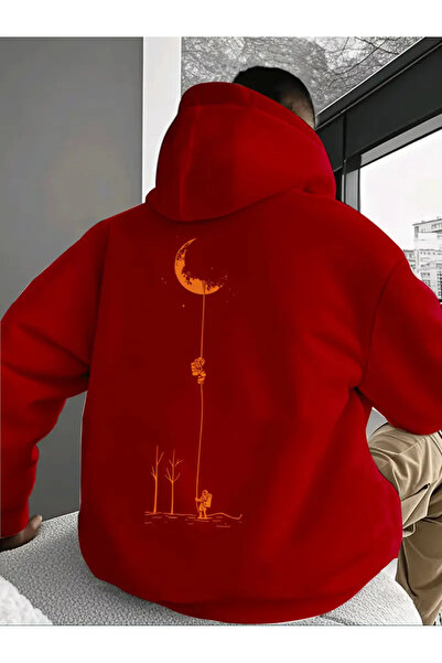 ibibik moda Hanorac Moon Thread Astronaut B cu imprimeu O supradimensionat