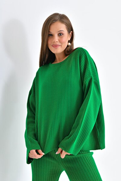 Noi Belis Basic Oversized Sweater Pants Knitwear Bottom-Top Set Aw25Au0034