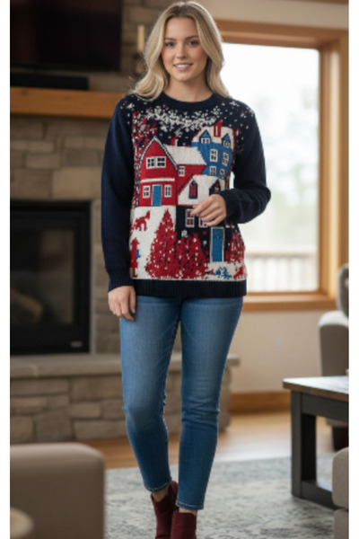 Star Fashion Women's Christmas sweater, traditional model, knitted, cheerful print