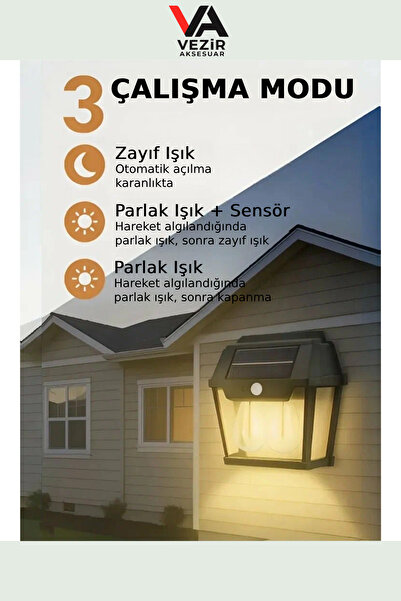 Gold Orion Solar 2'li LED Aplik | Hareket Sensörlü, 3 Modlu, Güneş Enerjili Bahçe – Garaj – Duvar Lambası