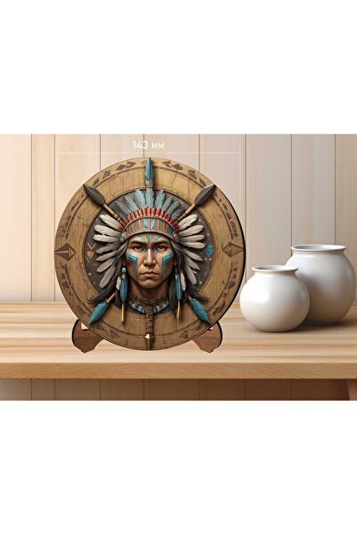 Altınuç Art Design Ahşap Masaüstü UV Baskılı Kızılderili Temalı Dekoratif Tab...