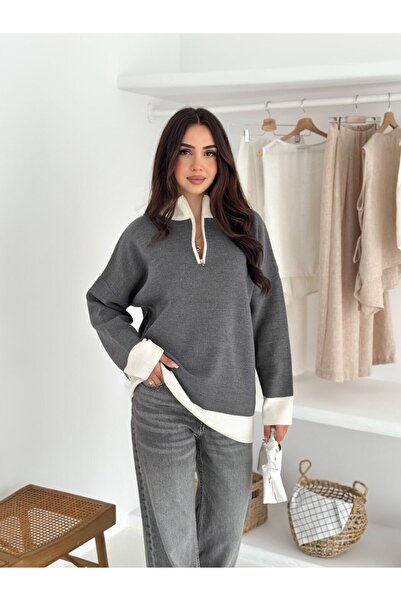 CLB COLLECTION سترة تريكو بياقة بسحاب مقاس قياسي