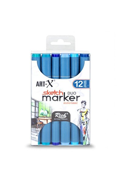 Art & Art Rich Art-X Sketch Marker Duo Double-Ended Marker Pen Set 12 Colors Ocean Series