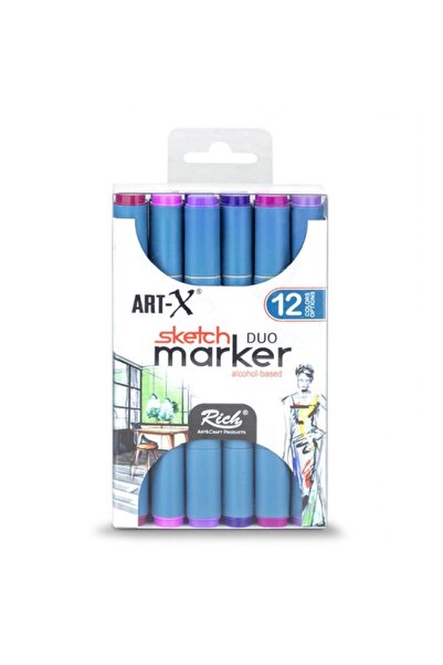 Art & Art Rich Art-X Sketch Marker Duo Double-Tipped Marker Pen Set 12 Colors Power Series