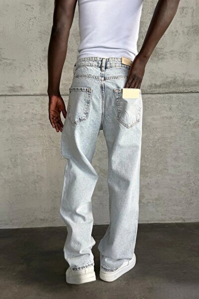 MADZEYMODA Men's Relax Baggy Snow Wash Denim Jean Trousers Mz699