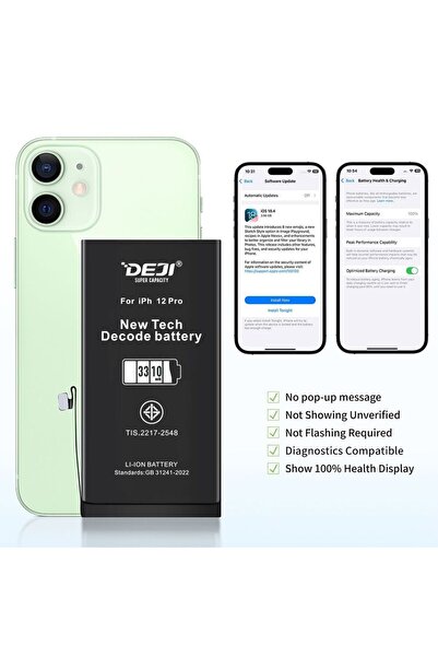 Deji Baterie Compatibila Iphone 12 / 12 Pro, Diagnostic, Capacitate Marita (3...