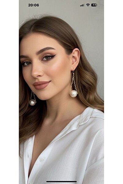 euro click Златисти верижки с големи имитации на перли и детайлни висящи обеци