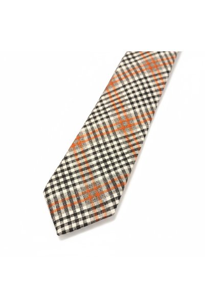 CROATE Black Orange Striped Cotton Tie Luxury