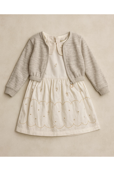 KESKİN BEBE Girl's Cardigan Collar Dress