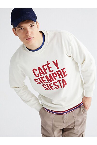 LC Waikiki Xside Crew Neck Printed Men's Thick Sweatshirt