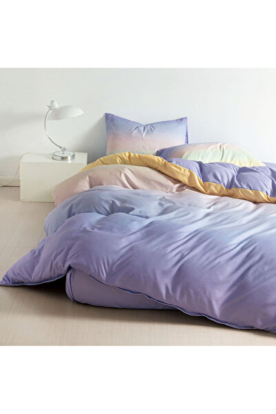 FIONNA.RO Lenjerie De Pat Din Bumbac Satinat 1 Persoană - Degrade Lila Galben
