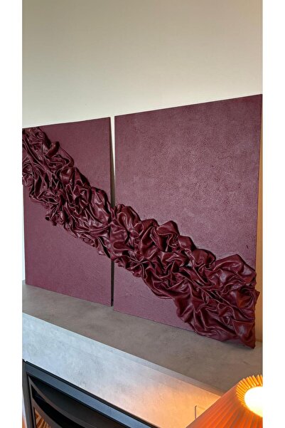 Store BesArt 2li Kumaş detaylı tablo bordo 50x 70 ölçüde 2li set