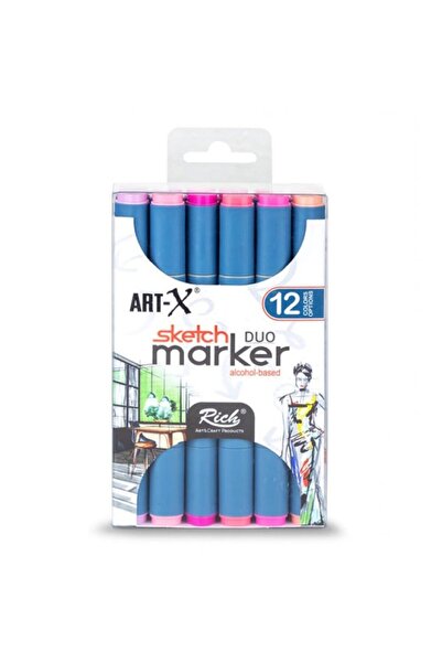 Art & Art Rich Art-X Sketch Marker Duo Double-Ended Marker Pen Set 12 Colors Candy Series