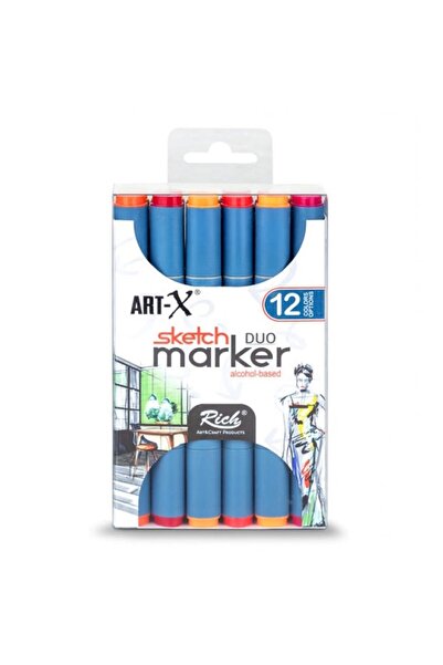 Art & Art Rich Art-X Sketch Marker Duo Double-Ended Marker Pen Set 12 Colors Active Series