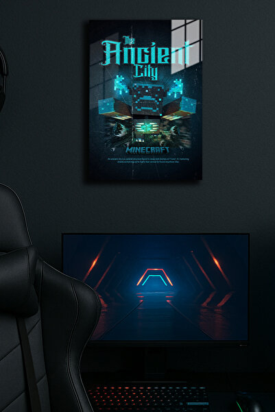 EABASKI "Minecraft ,The Ancient City" Baskılı Metal Poster 3 , Hediyelik Tabl...