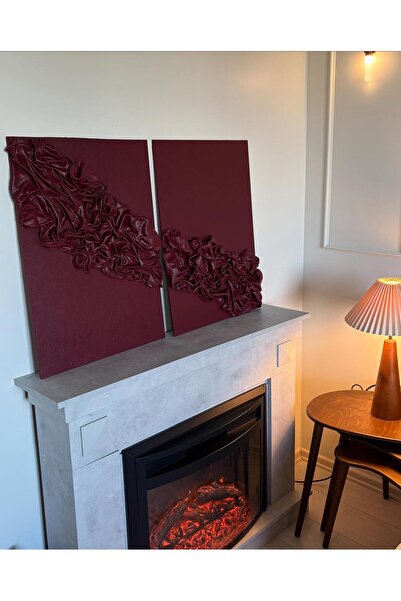 Store BesArt 2li Kumaş detaylı tablo bordo 50x 70 ölçüde 2li set