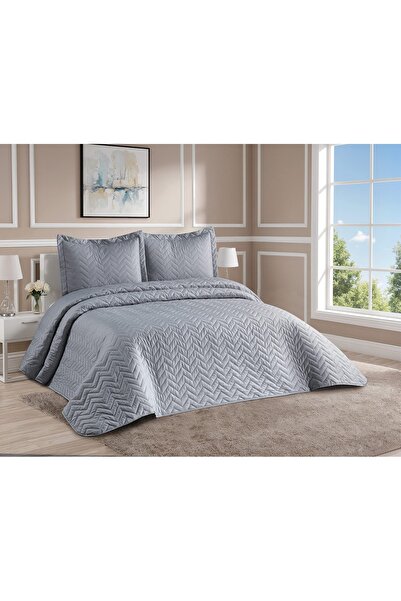 ARSEM EV TEKSTİL Καπιτονέ κάλυμμα κρεβατιού διπλό Emily Grey με κέντημα από τ...