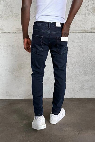 MADZEYMODA Men's Slim Fit Stretch Fabric Navy Blue Denim Jean Trousers Ke-985