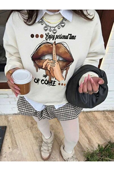 ibibik moda استمتع بالوقت الخاص مع سويت شيرت مطبوع ذو طابع القهوة