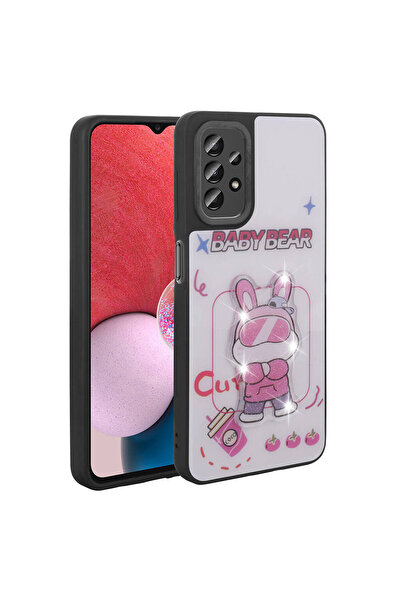 zore Galaxy A23 Case Shining Embossed Iconic Figure Nxxa Amas Silicone Cover - White