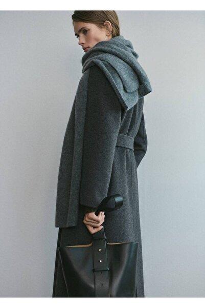 MANGO Woman El yapımı yün kemerli palto