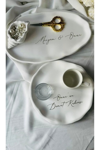 By Şirin Candle Engagement Tray / Promise Tray / Groom Coffee Tray