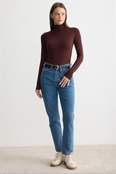 MODA MAÇKA PARK Women's Long-Sleeved Cotton Half-High-Neck Combed Cotton Undershirt