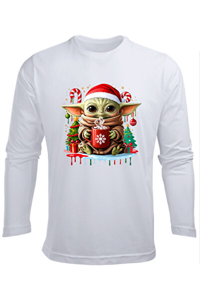 Efendioğlu Design Uzun kollu sevimli Noel Bebek Yoda baskılı yeni yıl yılbaşı...