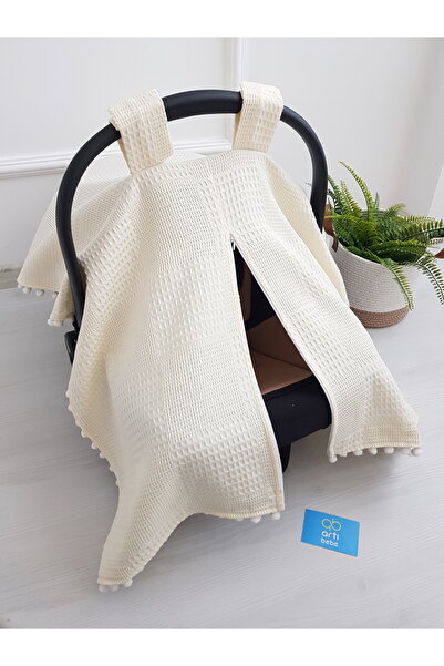 artıbebe 100% Cotton Cream Solid Color Pique Zippered Muslin Stroller Cover