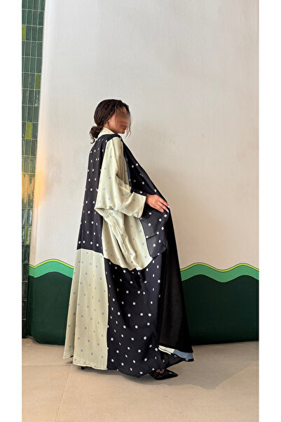 AYA عباية منقطه باللونين الأسود والأصفر