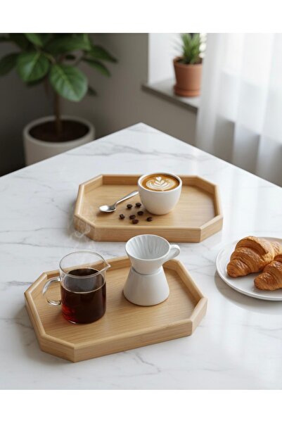 tms group mobilya İkili Ahşap bambu sunum tepsisi