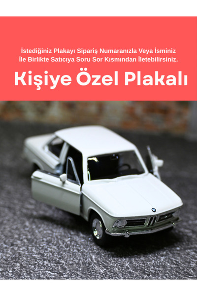 bebeym BMW 2002 Ti Metal Oyuncak Araba 1:36 - Kişiye Özel Hediye Plakalı