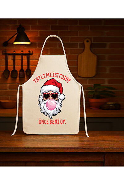 Genel Markalar Yılbaşı Temalı Mutfak Önlüğü Noel Baba Tasarımlı Keyifli Anlar...