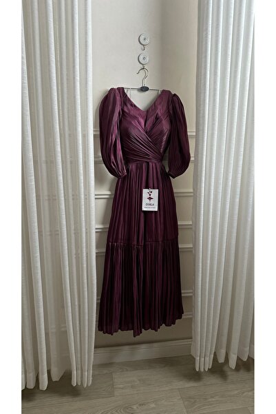 Onila Soft burgundy dress with sleeves